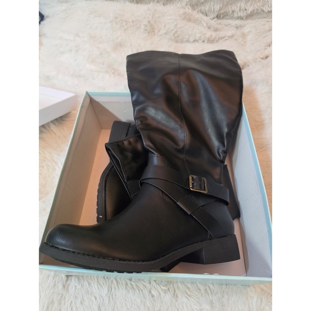 Blue Sol Jamie Wide Calf Riding Boots Black Womens Size 8.5